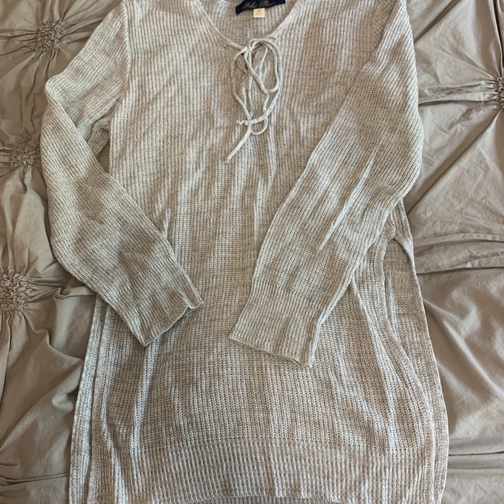 Boutique grey tie front sweater